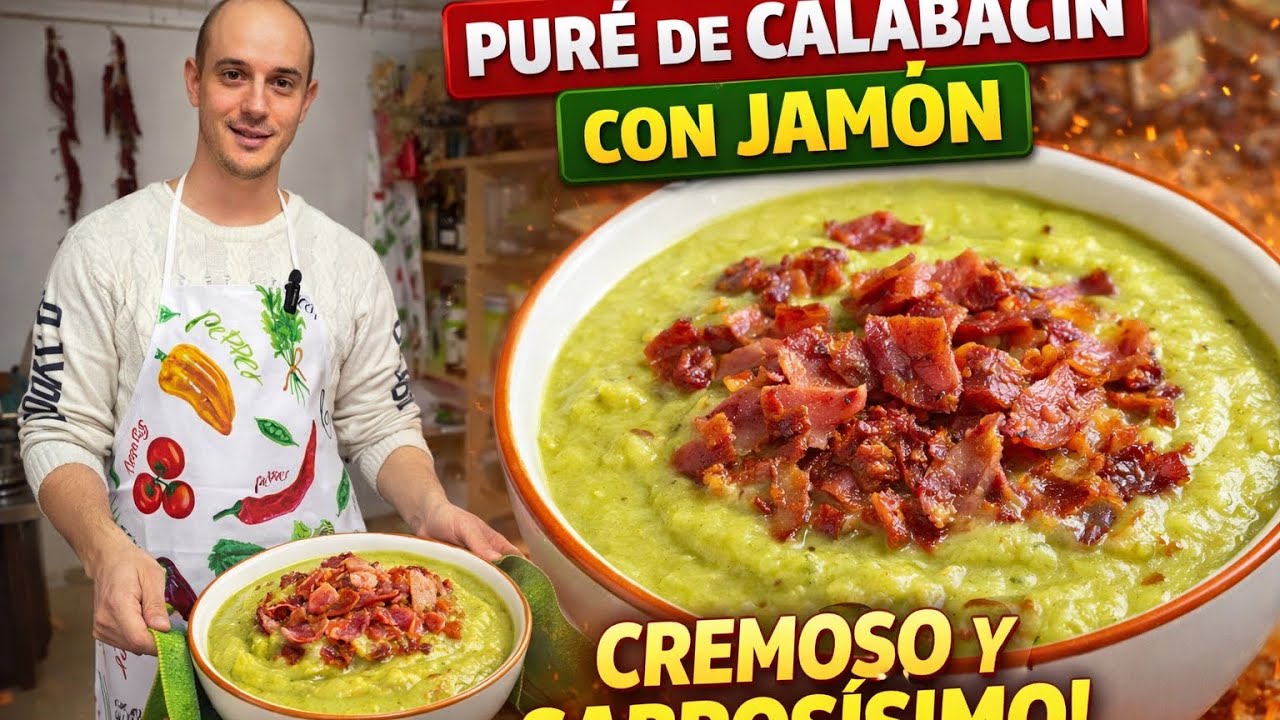 🧑🏼‍🍳🧑🏼‍🍳Puré de calabacín con jamón | Receta fácil, cremosa y saludable paso a paso 🎃 🤤 