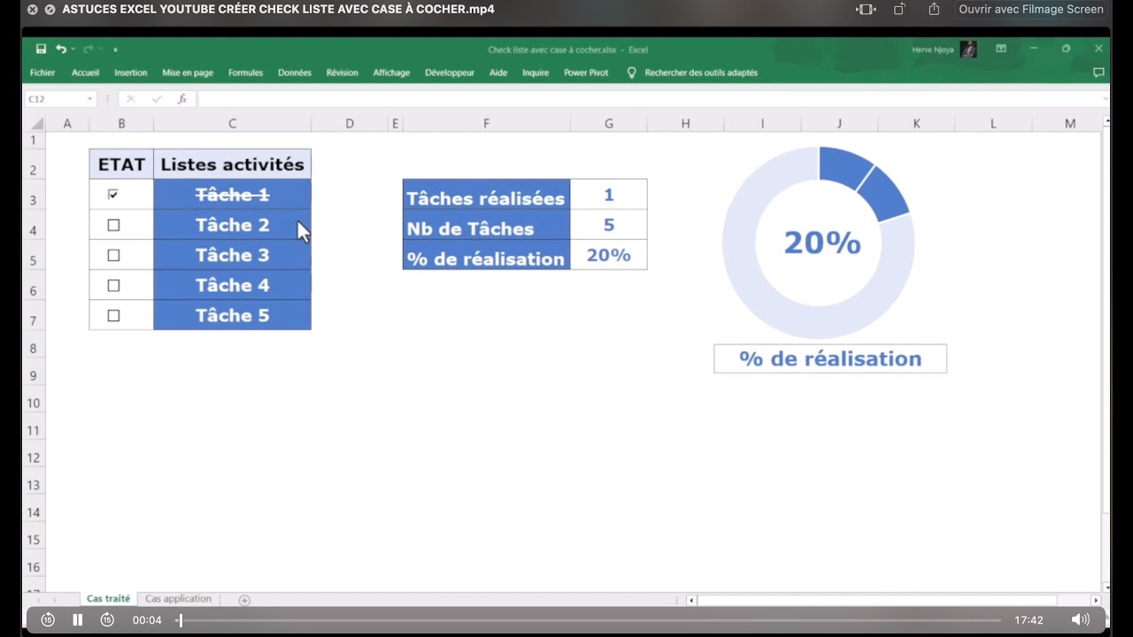ASTUCES EXCEL COMMENT CRÉER UNE CHECK LISTE AVEC CASE À COCHER ?