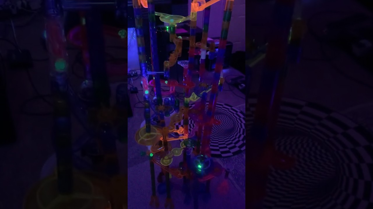 Glow Marble Racing #marbles #marblerace #marblemaze #marblerun #blacklight #glow #marblegenius