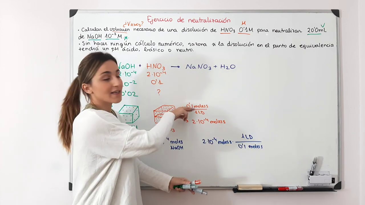 Neutralización + razonar pH (ejercicio típico)