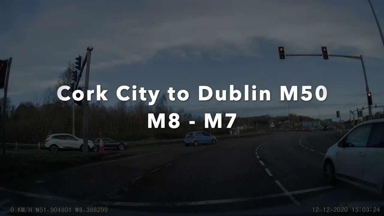 Cork Dunkettle Interchange to Dublin M50, M8 Northbound - M7 Eastbound (x15 speed up)