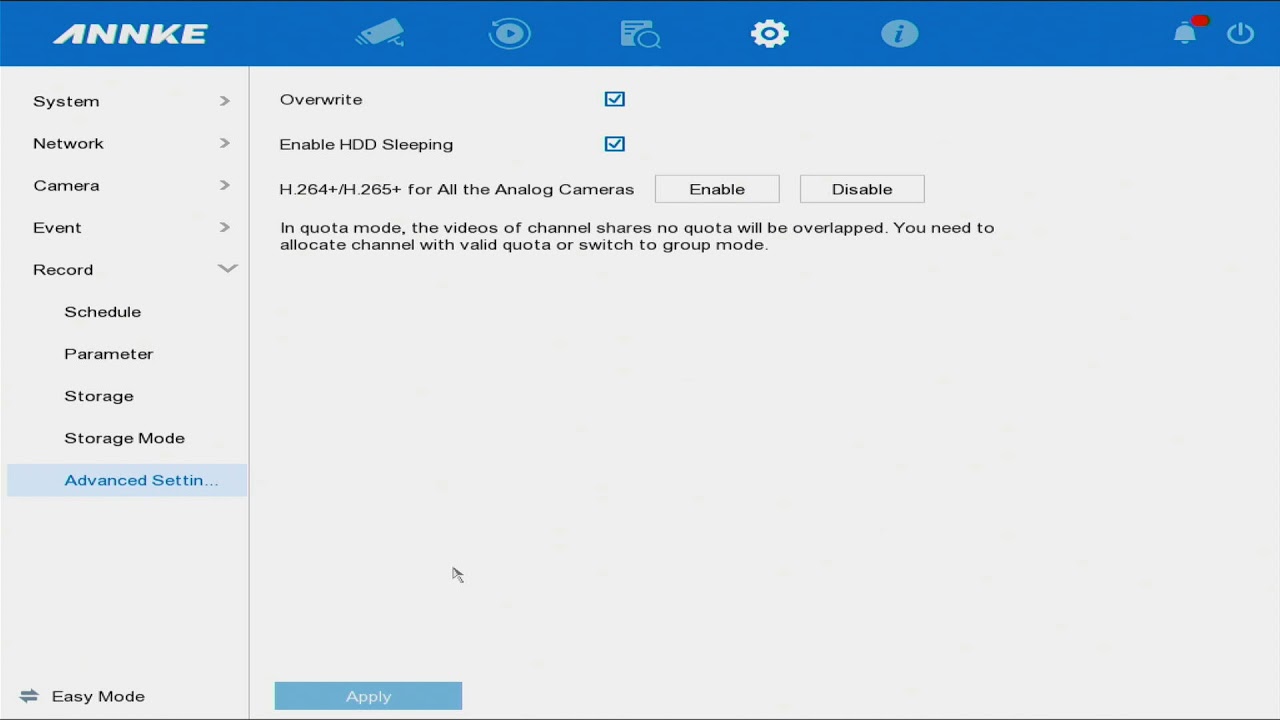 Auto delete on Annke DVR