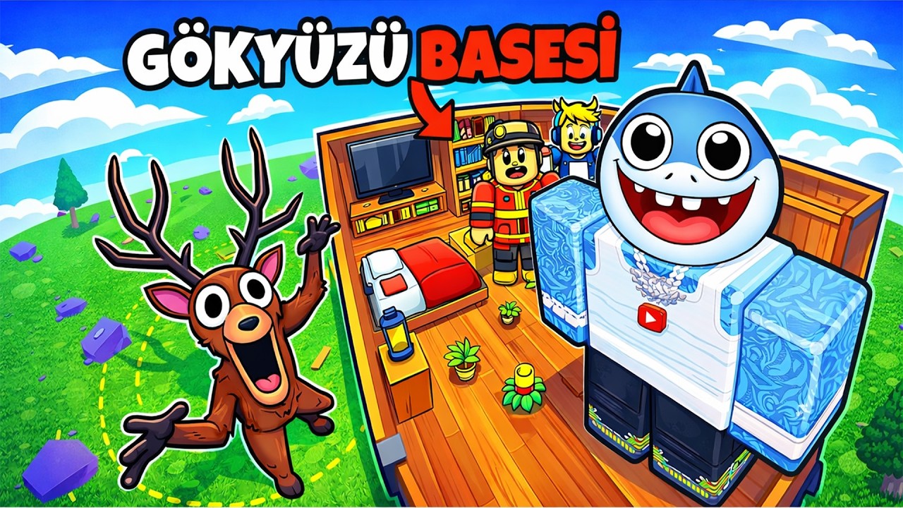 GÖKYÜZÜNE EFSANE BİR BASE YAPTIM! ☁️🏰🔥 ABONELERE ÖZEL BİR BASE! 😱✨ - Roblox Ormanda 99 Gece 🌲🌙