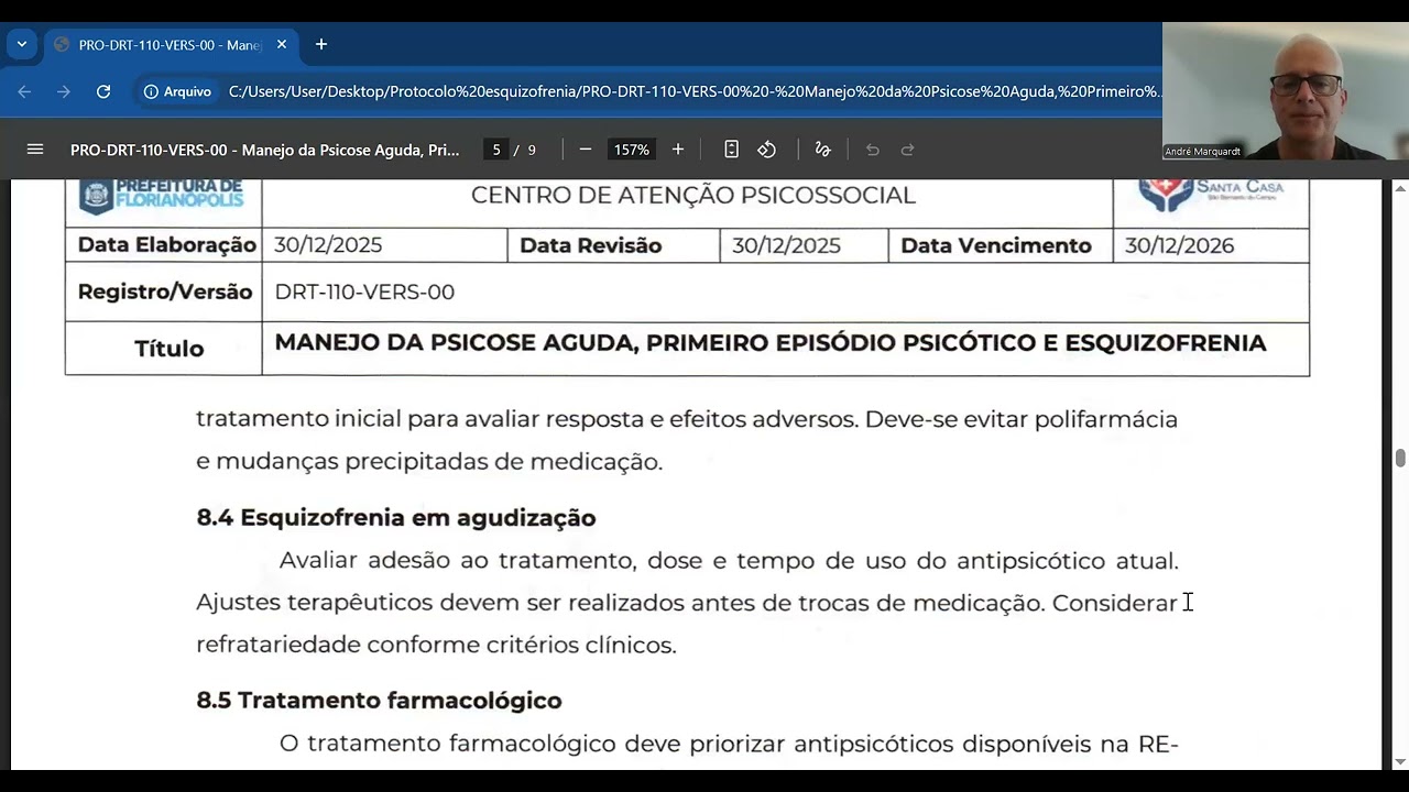 Video aula protocolo psicose