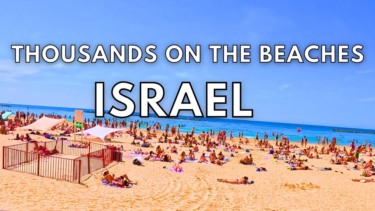 Tel Aviv Beach Walk 🇮🇱 Thousands on the Beach | Beautiful Israel 4K