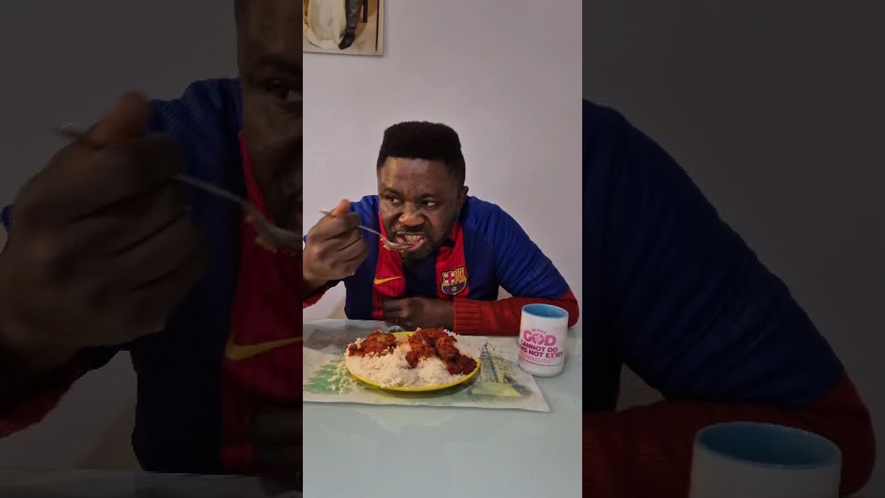 eating rice and stew with meat 