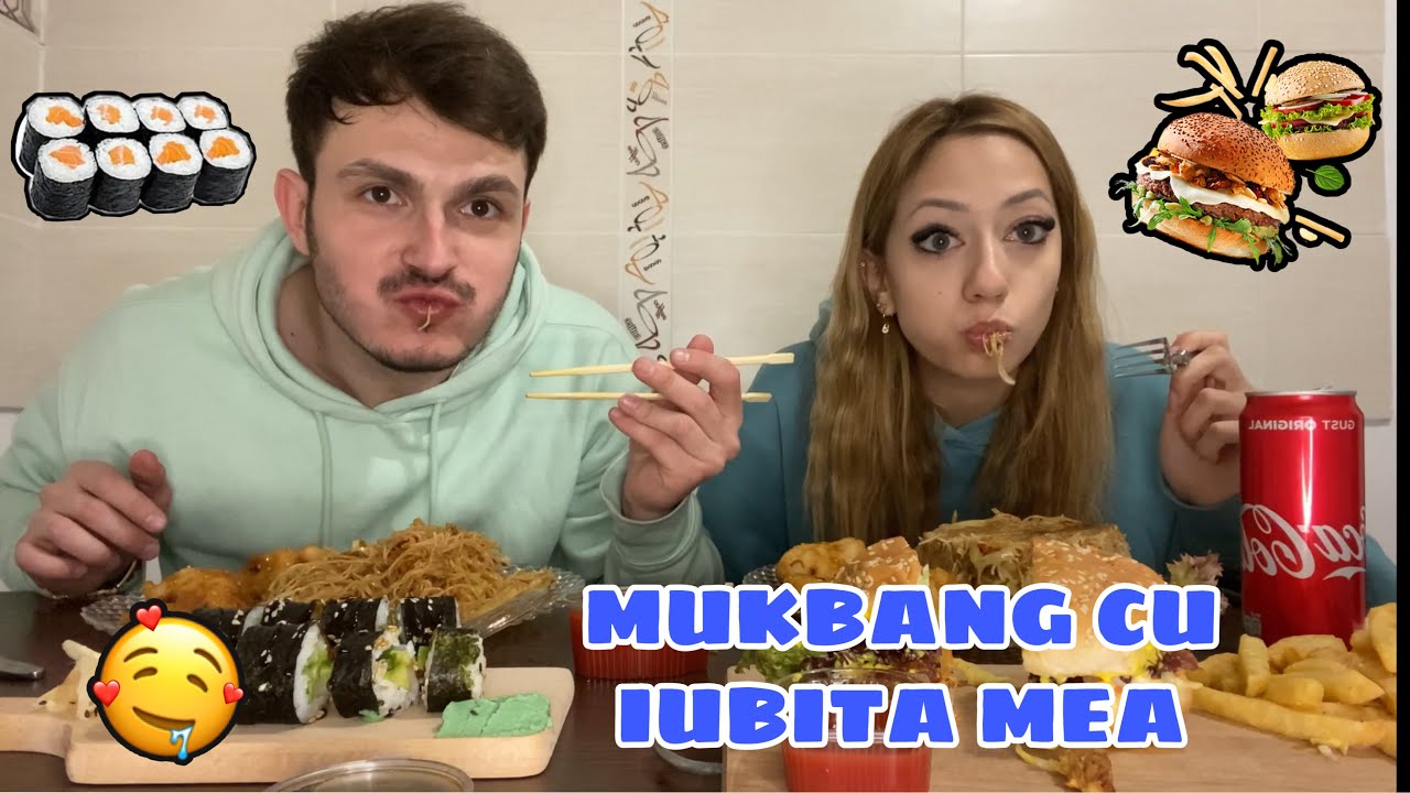 MUKBANG CU IUBITA MEA (burger, sushi, paste, cola) 😋