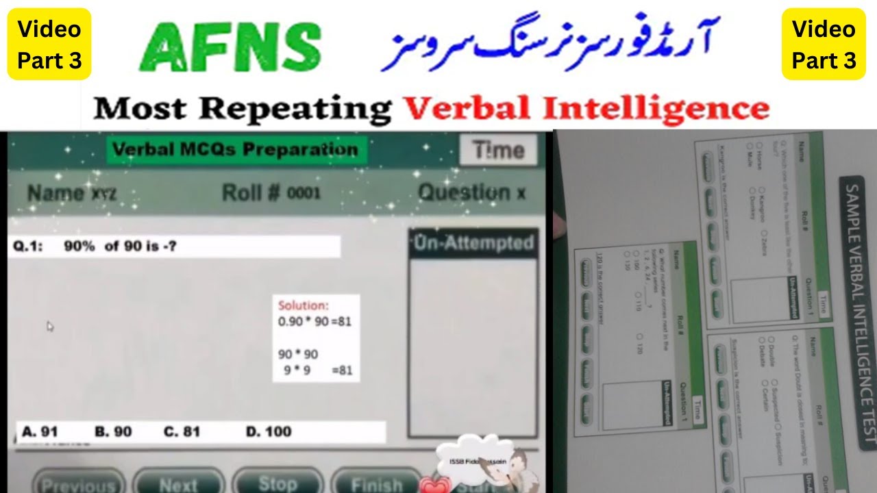 AFNS Verbal Test Mcqs