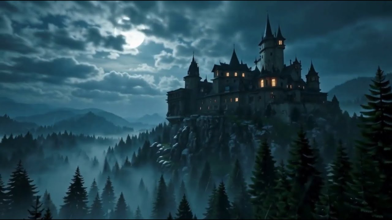 Dark Dracula Castle Ambience | Rain & Thunder Sounds for Study, Work & Relax | Gothic Mood