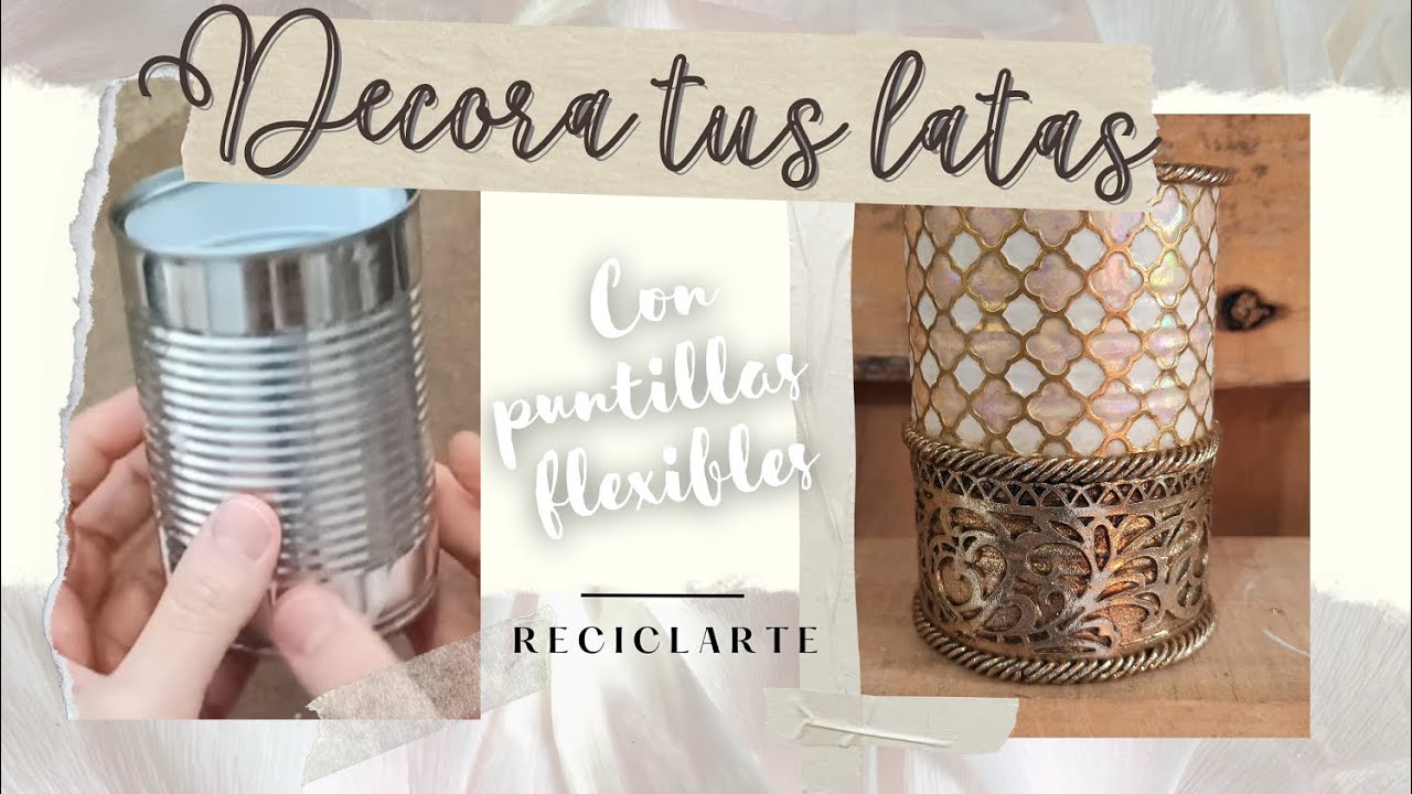 Decoración de lata con efecto nácar y pan de oro