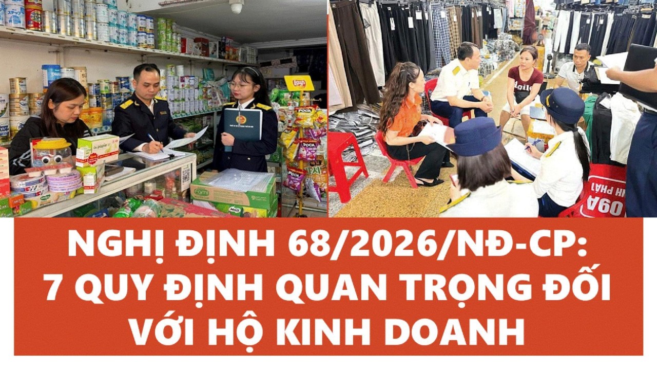 NGHỊ ĐỊNH 68/2026/NĐ-CP CỦA CHÍNH PHỦ: 7 QUY ĐỊNH QUAN TRỌNG ĐỐI VỚI HỘ KINH DOANH