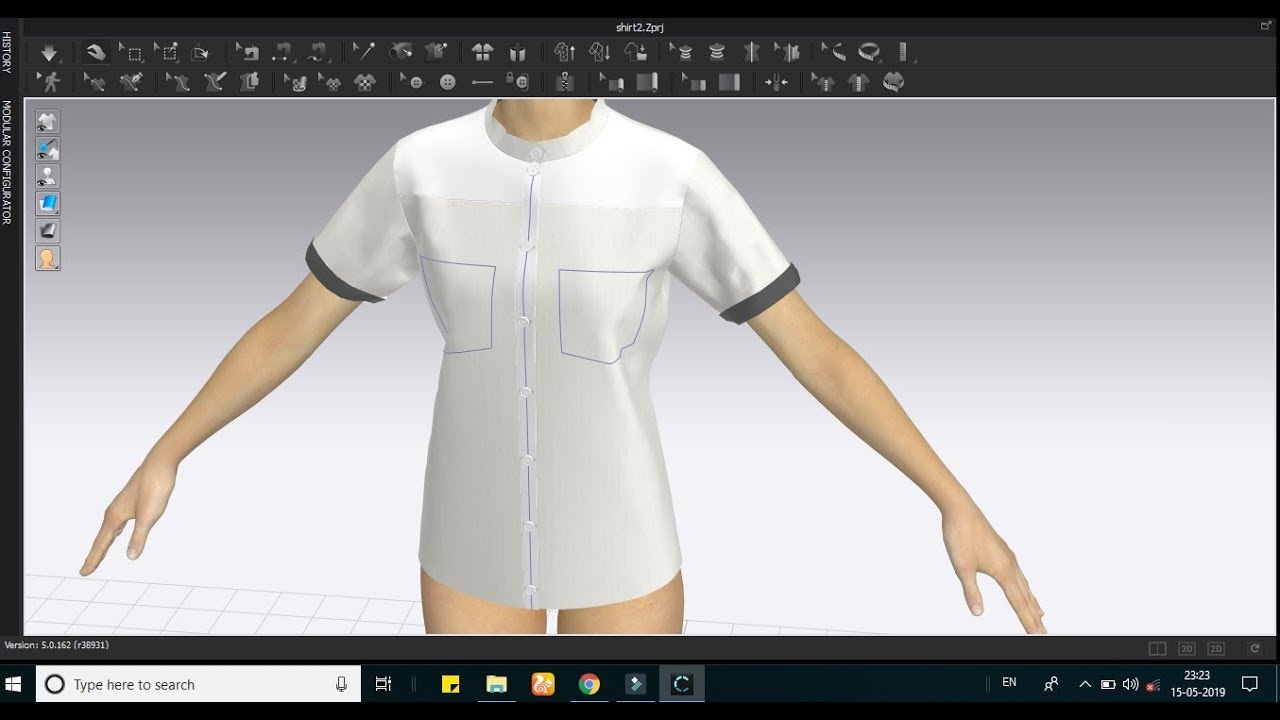 CLO Virtual Fashion: Constructing a Shirt 3D modal (Techotive)