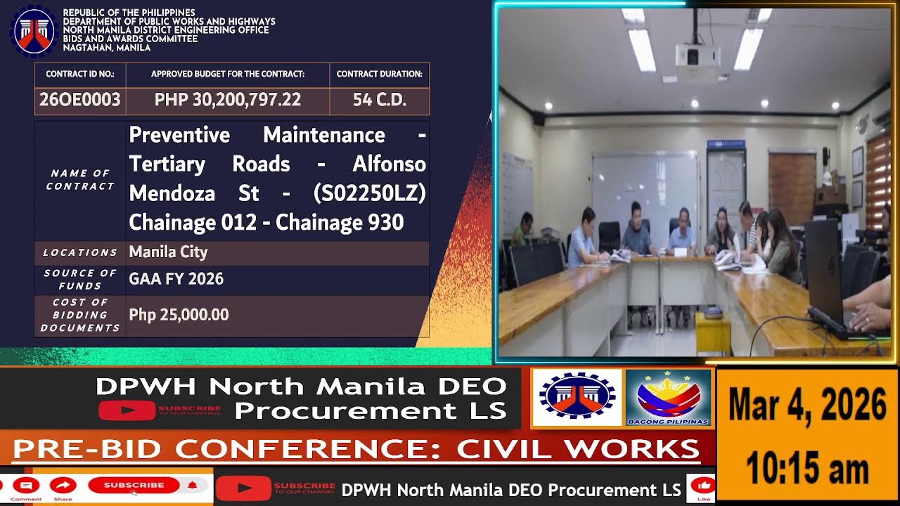 Procurement Livestream for DPWH North Manila DEO on March 04, 2026