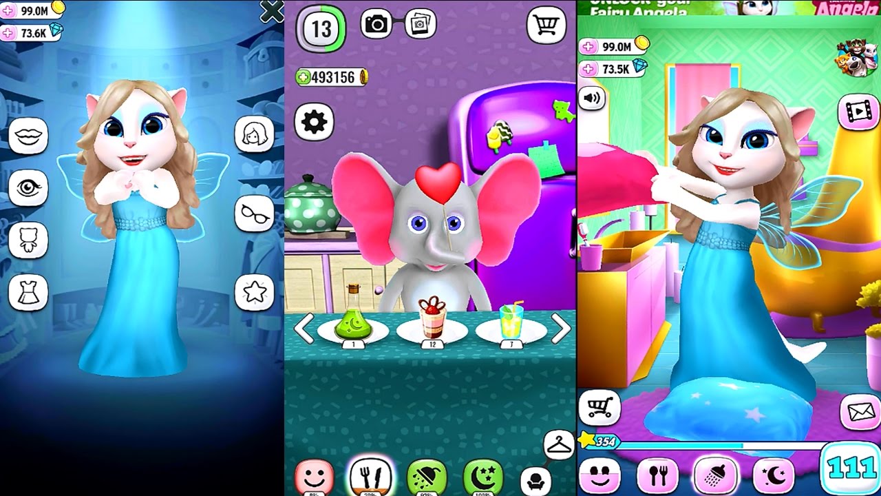 My Talking Angela Vs My Talking Elephant Elly || Great Makeover Gameplay 1080p60