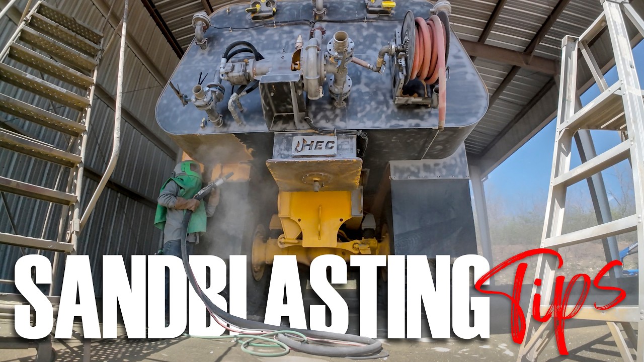 🔥 Sandblasting a MASSIVE 8,000-Gallon Tank! | Heavy Equipment Paint Prep & Rust Removal