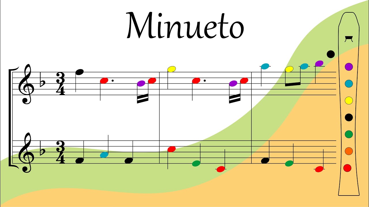 Minueto - Flauta doce - Partitura colorida