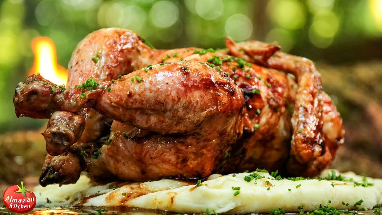 Hang Roasted Chicken   Primitive Cooking ASMR