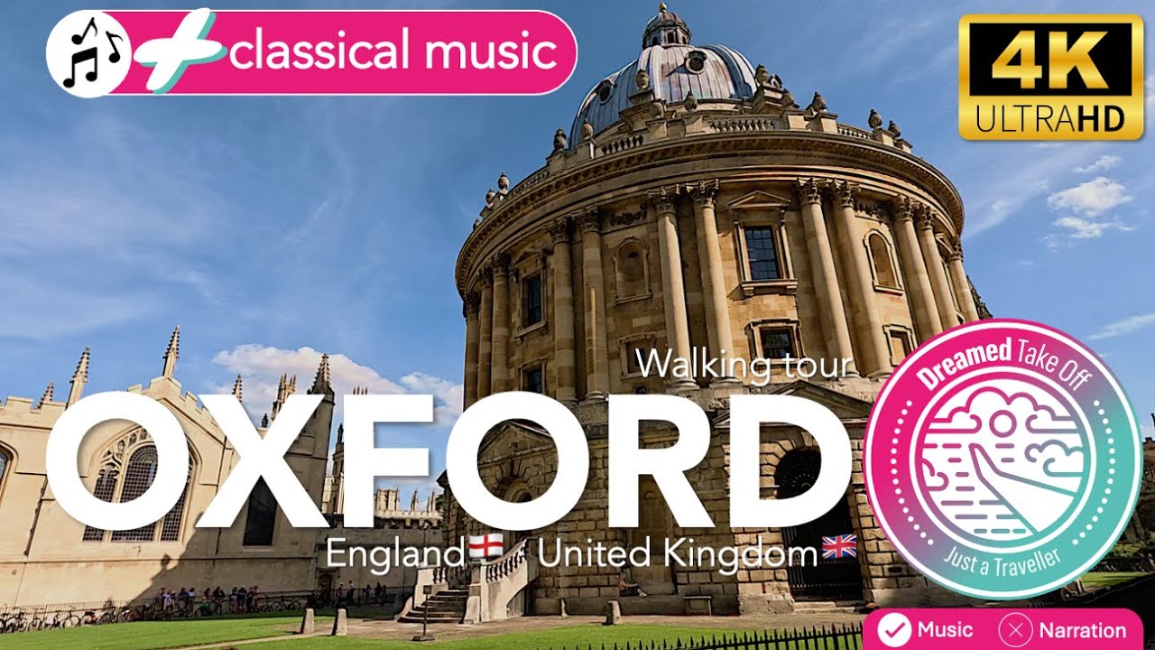 Oxford: Walk around this famous university city. Oxford, England 🏴󠁧󠁢󠁥󠁮󠁧󠁿, United Kingdom 🇬🇧. 4K.