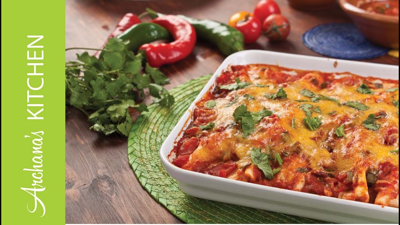 Mexican Vegetarian Bean & Cheese Enchiladas Recipe by Archana's Kitchen