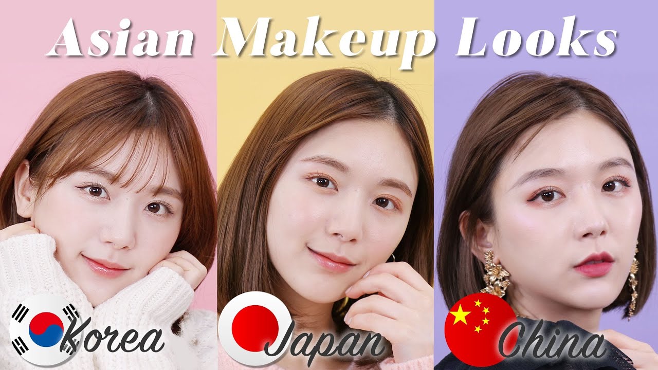 【メイク比較】初心者さんでも簡単！日本・韓国・中国メイクに挑戦してみたよ💄