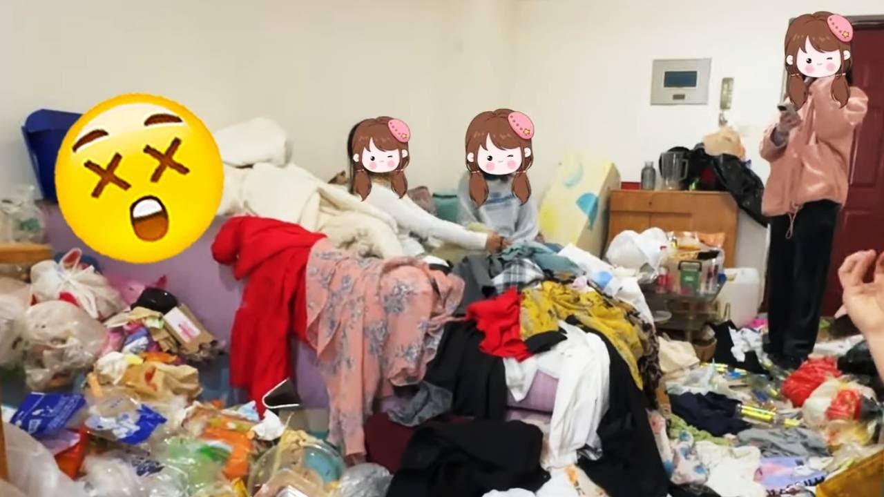 😭Three Beautiful Girls Can Actually Turn Their Room Into A Garbage Dump!