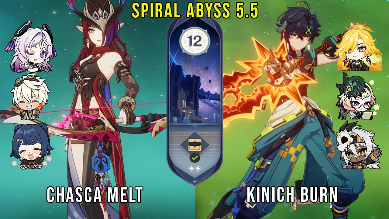 C0 Chasca Melt and C0 Kinich Burn | Genshin Impact Abyss 5.5 Floor 12 9 Stars