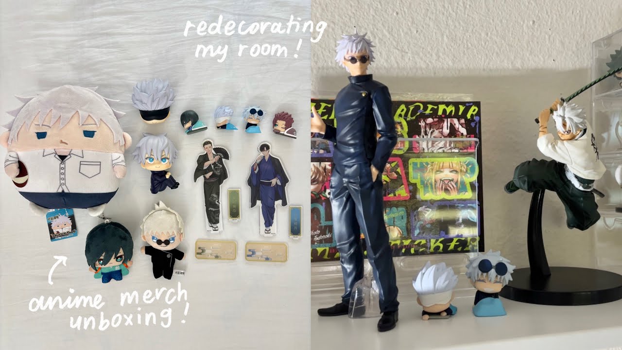 anime merch haul + unboxing + decorating my room