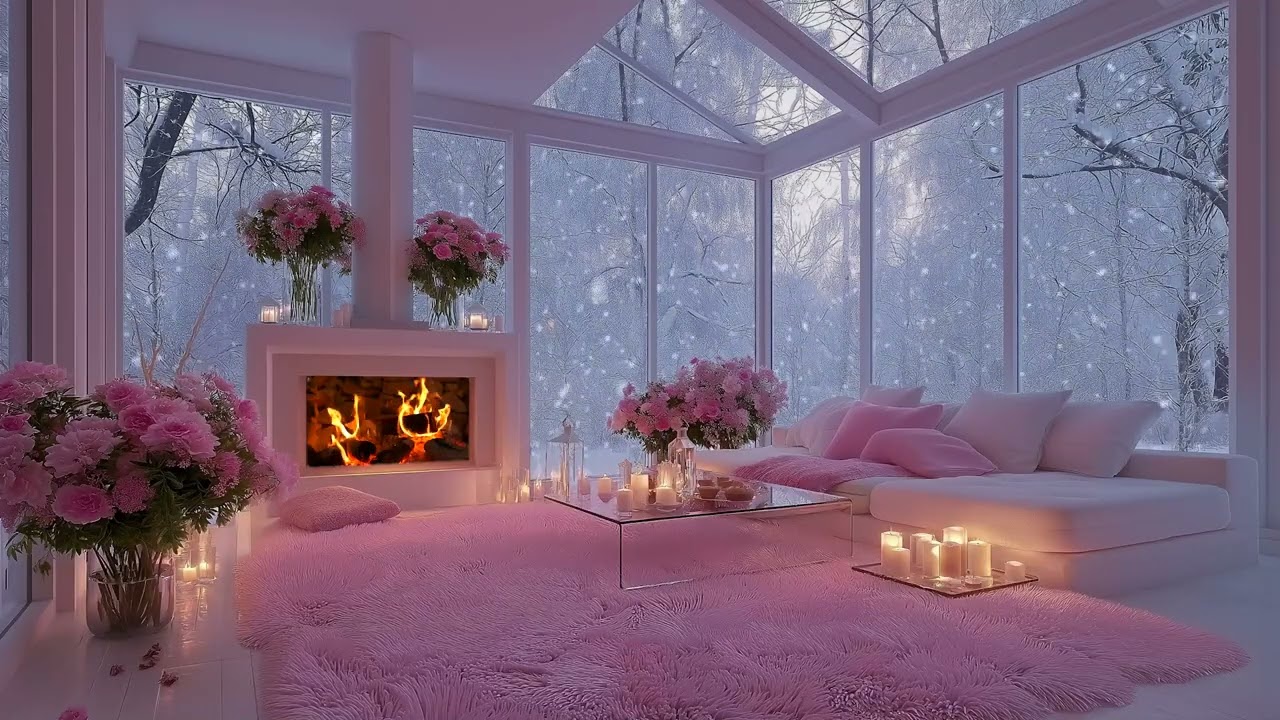 Blizzard Winds Outside ❄️ Cozy Fireplace Inside | Deep Sleep Winter Ambience