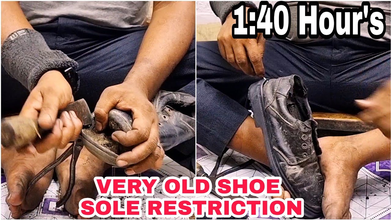 Indian Cobbler,Asmr Shoe sole Restoration old to new shoe Transform Ready To Sleep Satisfing Video 😴