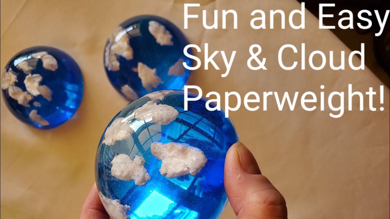 Epoxy Resin Blue Sky & Clouds Dome paperweight!