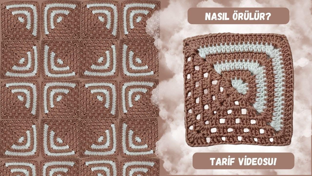 Yeni ve Farklı Tığ İşi Motif Modeli /Pinterest  Motifi /3D G&ouml;r&uuml;n&uuml;ml&uuml; Kolay Battaniye Kırlent Modeli