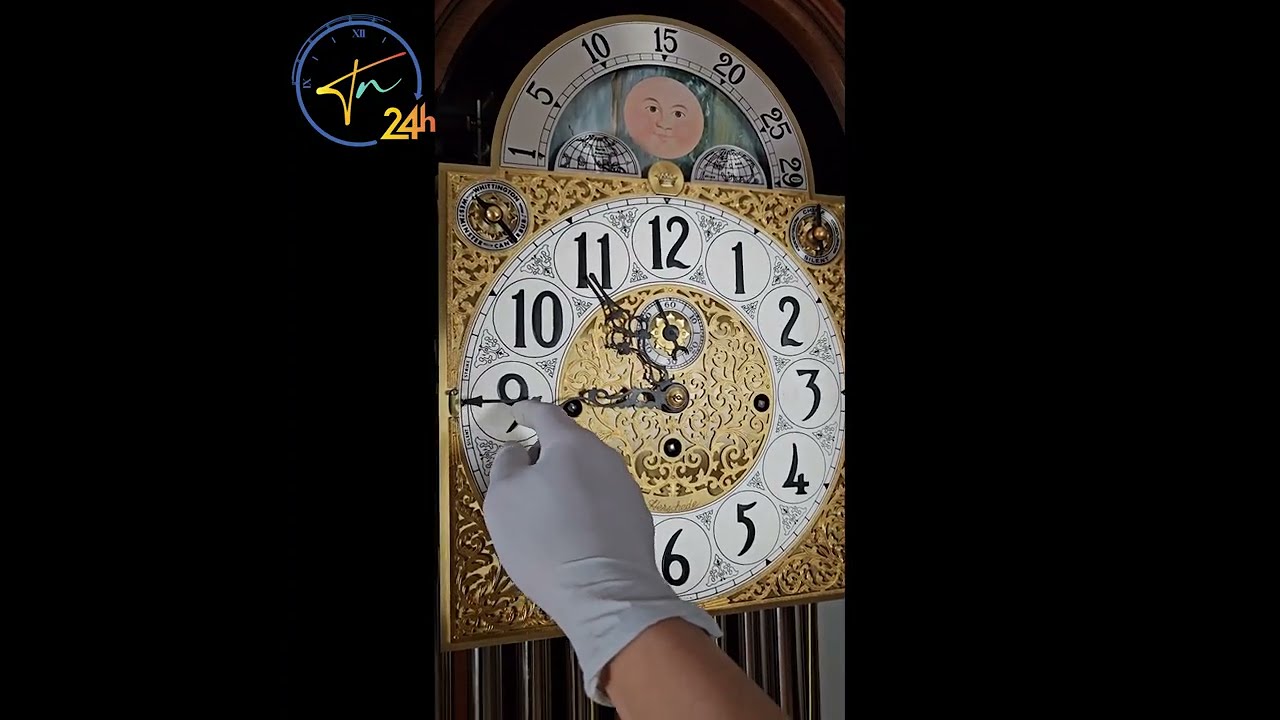 1970s Herschede Sheffield 9 Tubes Grandfather Clock Model 230 with Beautiful Sound