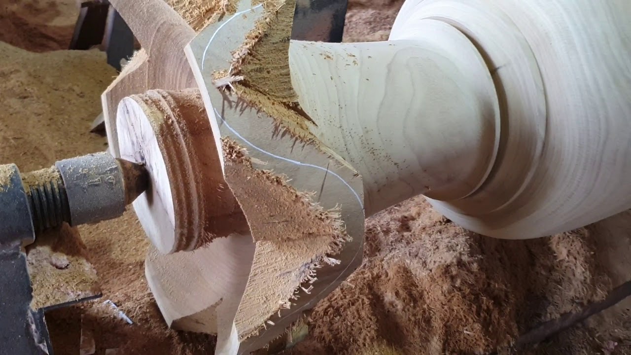 Cách tiện lục bình siêu to. Kỹ thuật làm miệng tai bèo lộc bình.. A wood Vase.