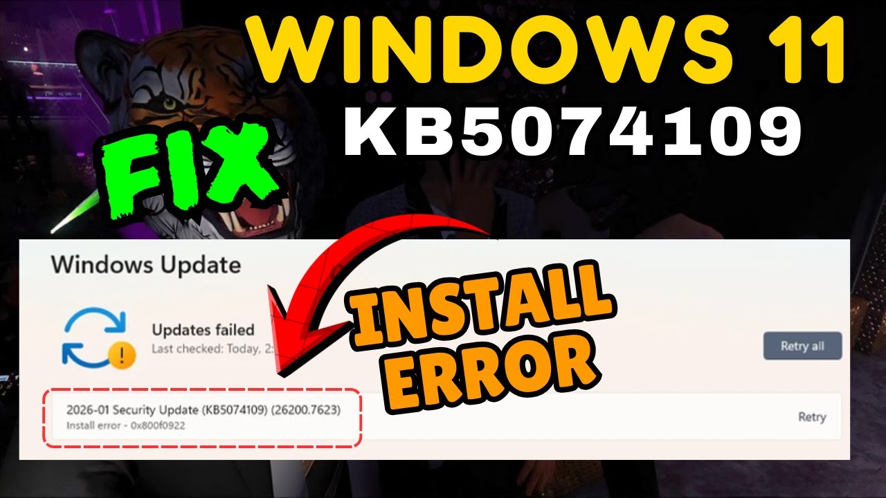 Ошибка установки Windows 11 KB5074109 0x800F0922