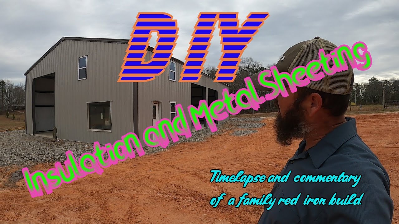 DIY Red Iron build Insulation, metal sheeting, trim and window completed