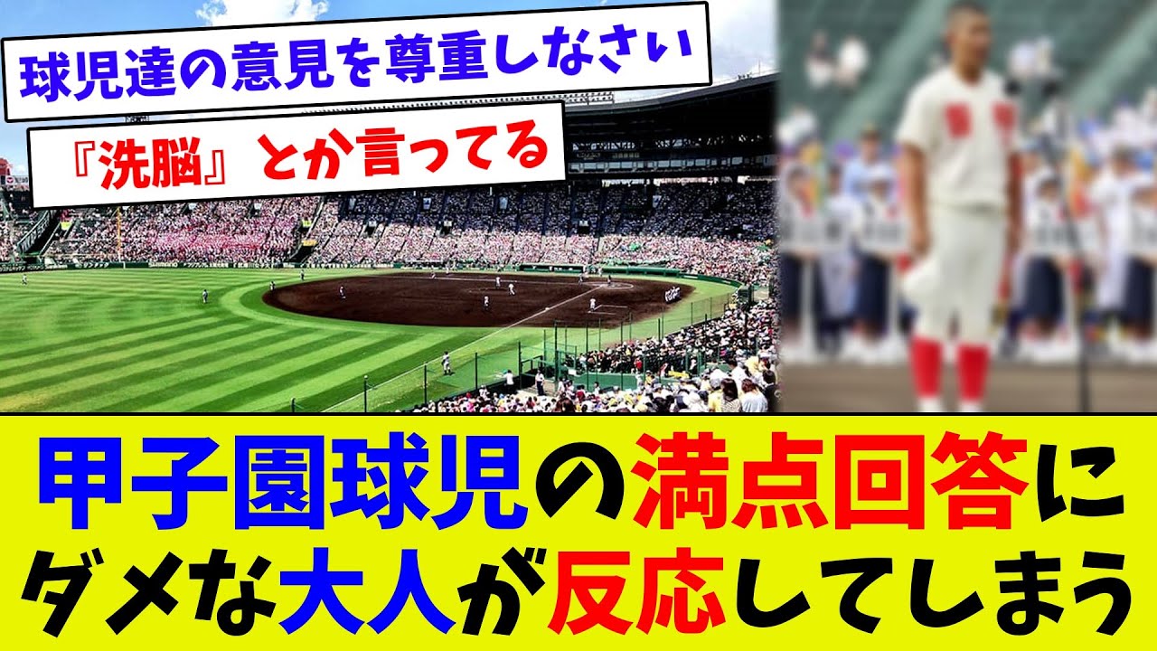 【視聴者反応シリーズ103】夏の甲子園問題に球児の満点回答で、また事情も知らず批判する輩が論破されるｗｗ