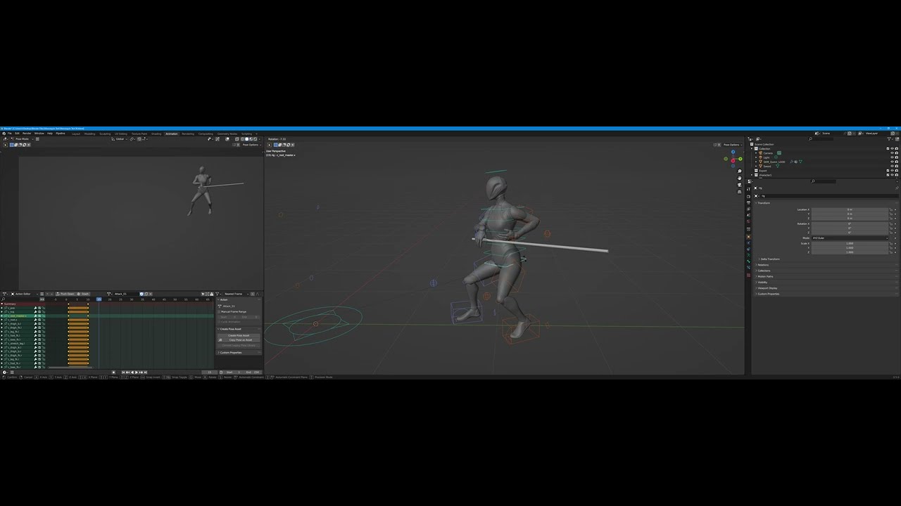【3D CG Tools】Mannequin with Weapon and Root Motion using Auto-Rig Pro, Improved 2023.09.18