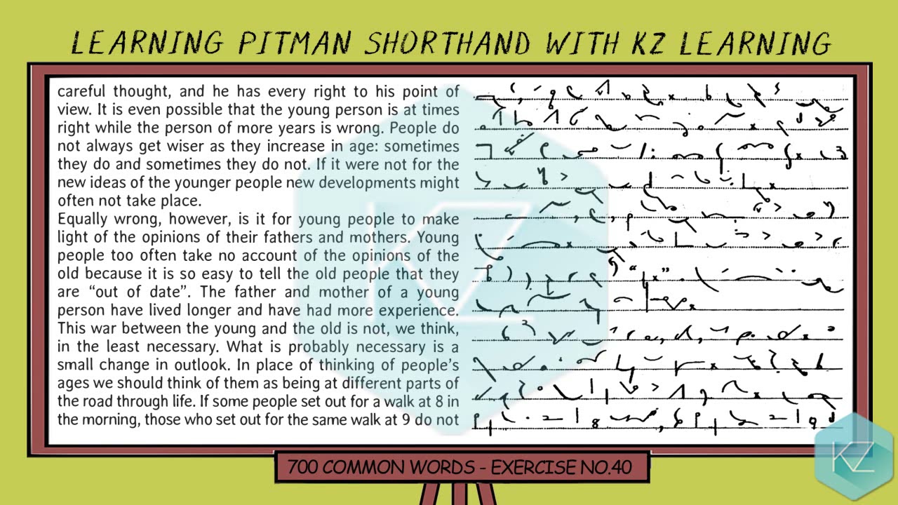 Exercise No.40 @ 100 WPM | 700 Common Words | Pitman Shorthand Dictation |  KZ Learning
