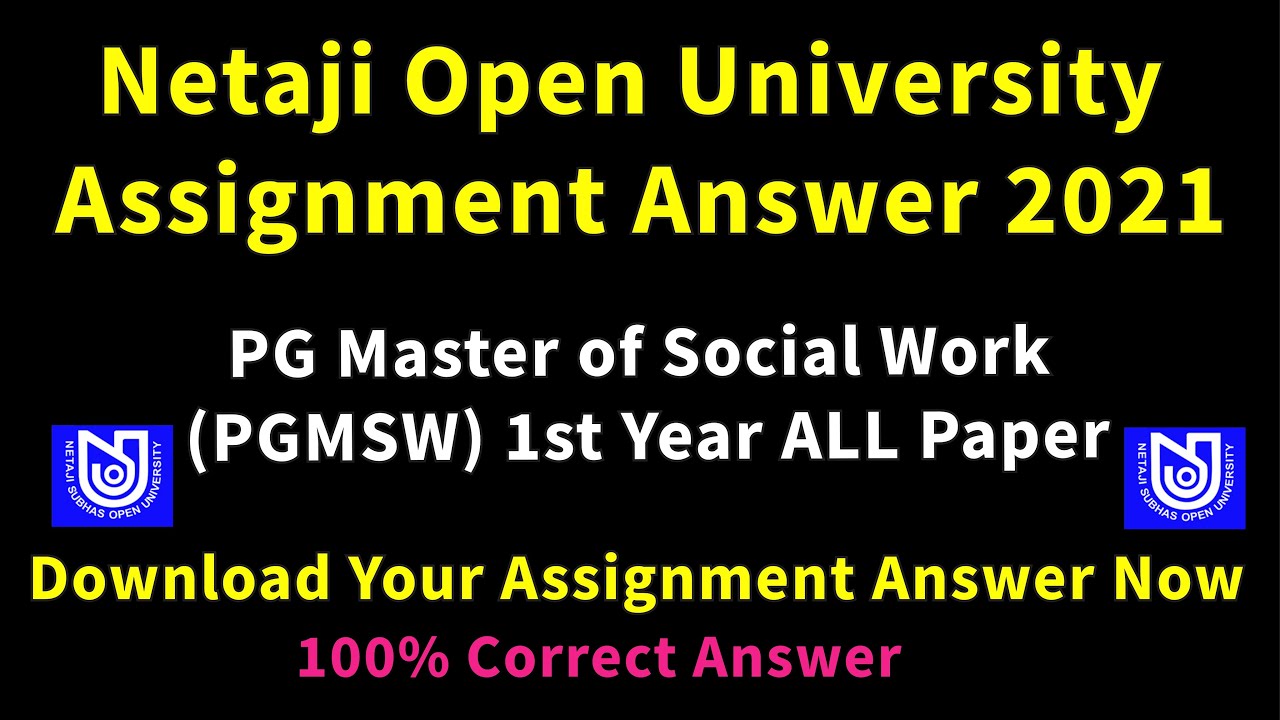 NSOU PG MSW Assignment Answer 2021 paper 1 2 3 4 | PG Master of Social Work