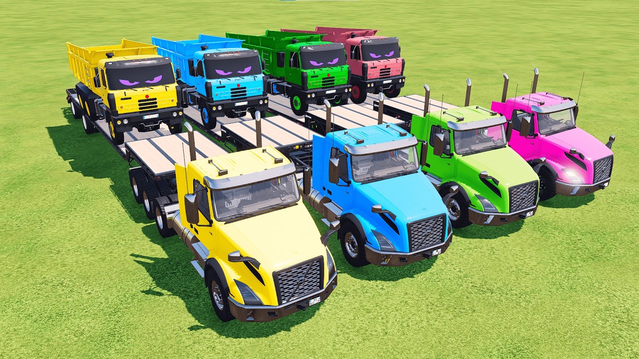 TRANSPORTING ALL HEAVY MACHINES WITH TRUCKS! 🚛 #farmingsimulator22 #fs22 #heavyequipment #truck