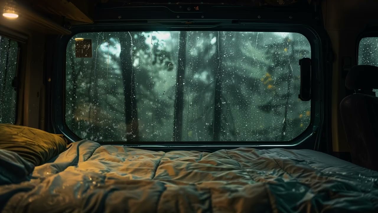 10 Hours 🌧 Stormy Van Life – Rain & Thunder Sounds All Night