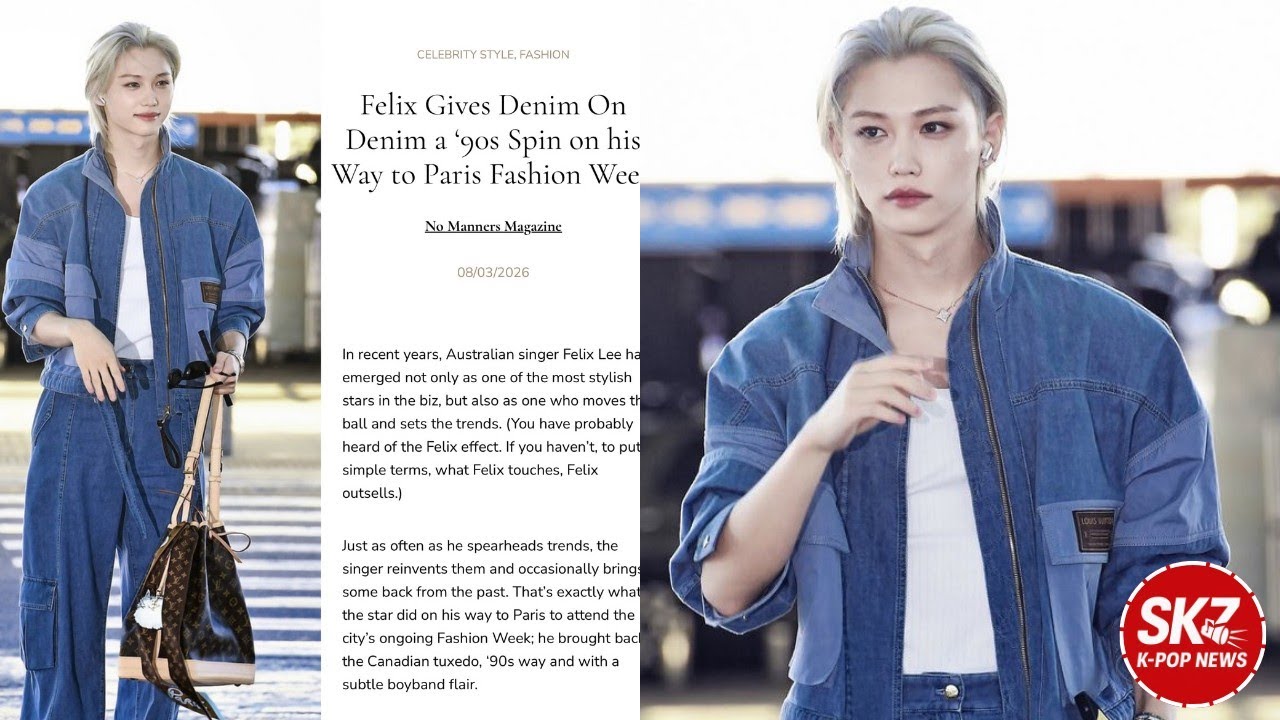 FELIX Revives the Iconic 90s Double Denim! His Airport Look Praised by Media.