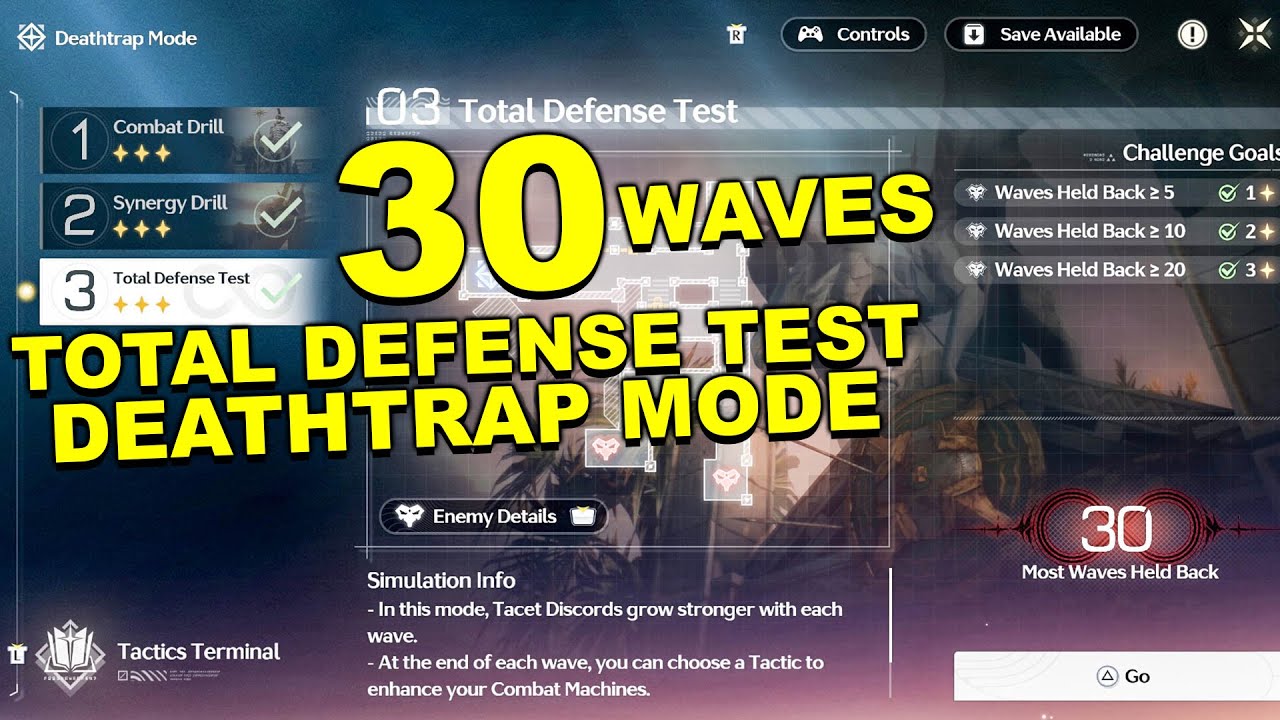 Wuthering Waves - How To Complete 30 Waves In Total Defense Test Deathtrap Mode
