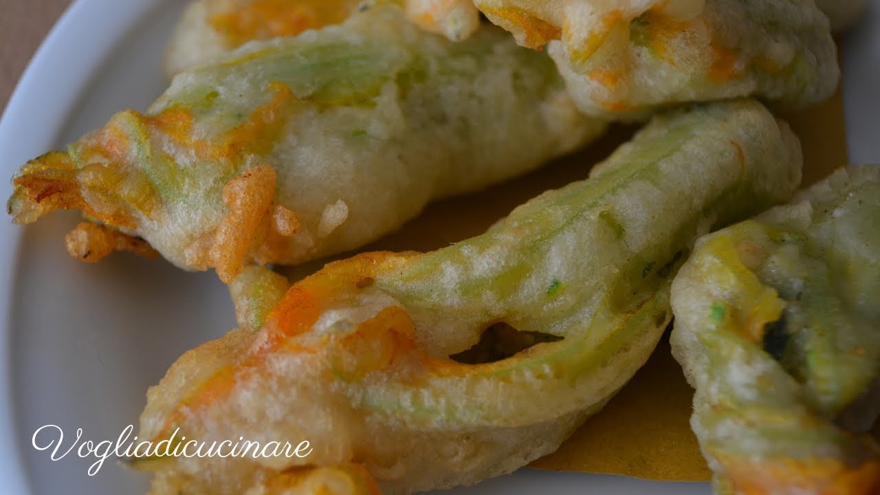 Fiori di zucca ripieni tonno e zucchine con tempura