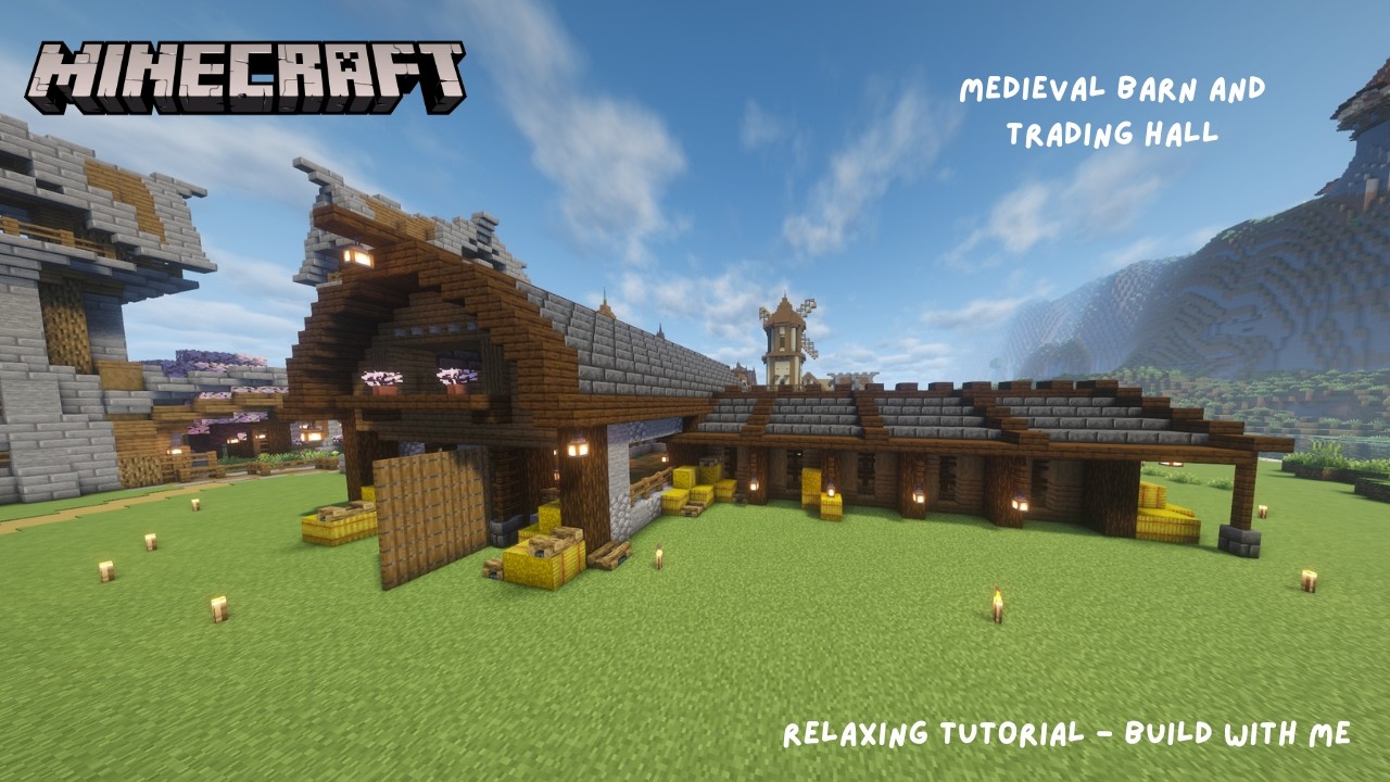 How to Build a Medieval Barn & Trading Hall in Minecraft (Easy Tutorial)