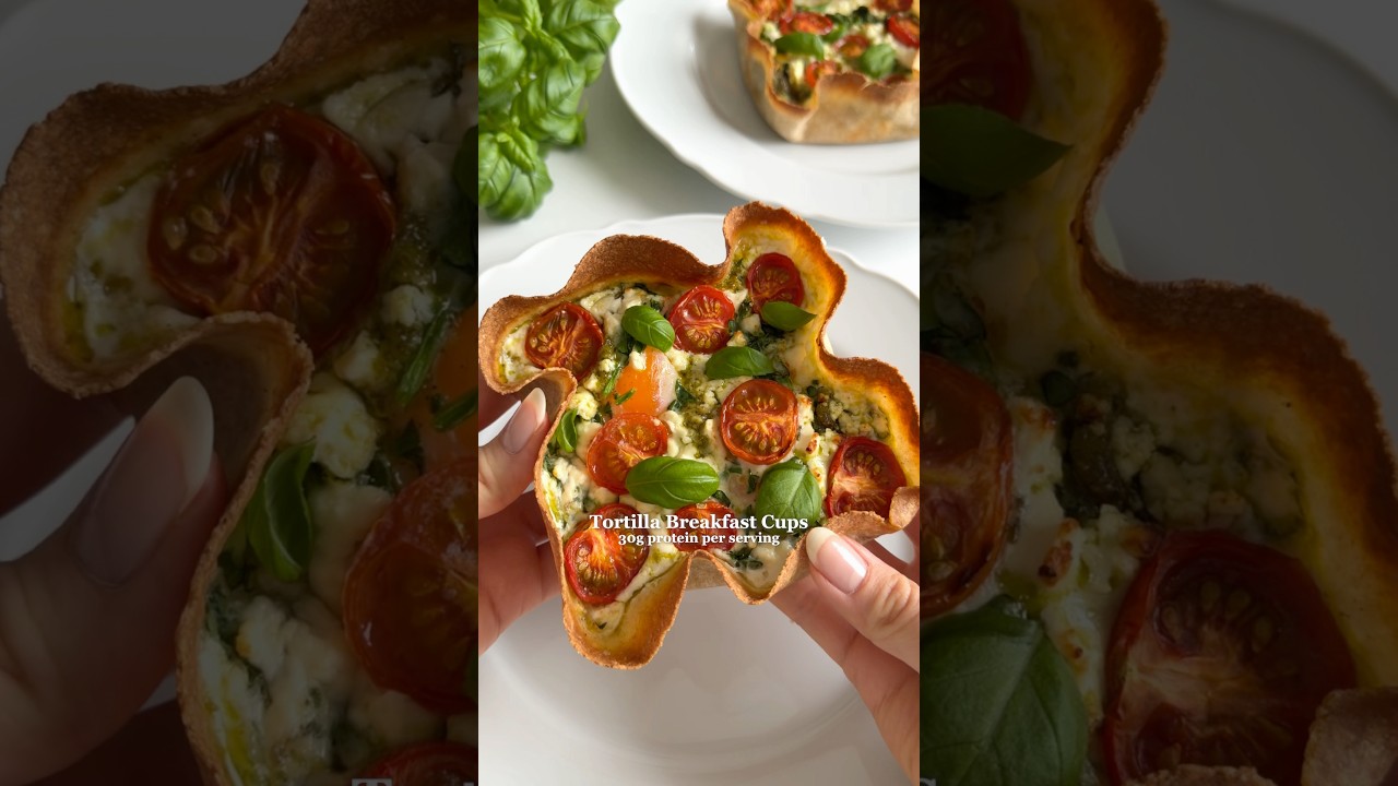Healthy Tortilla Breakfast Cups😍 30g protein per serving! #healthybreakfast #highprotein #mealprep