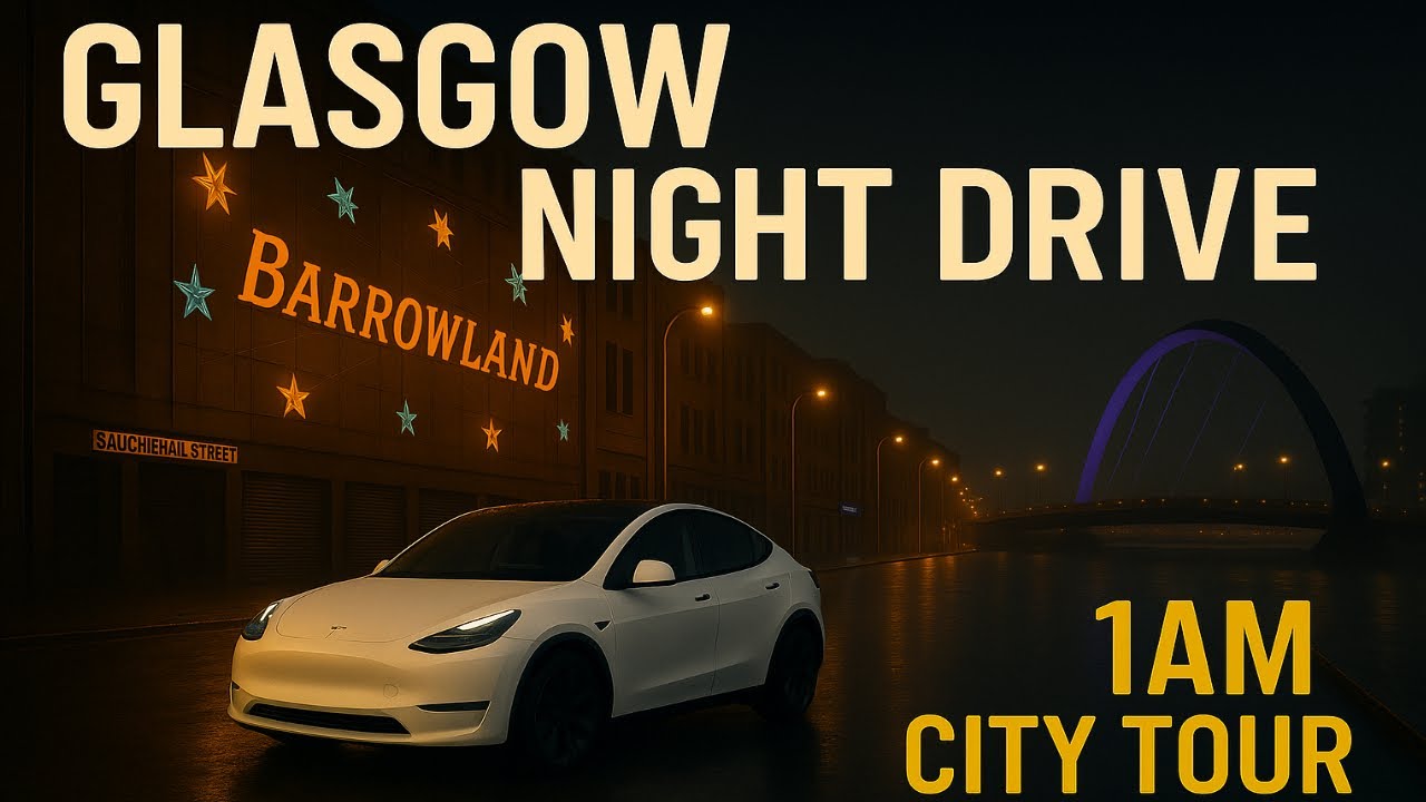 Glasgow Night Drive: Exploring City Center at 1 AM