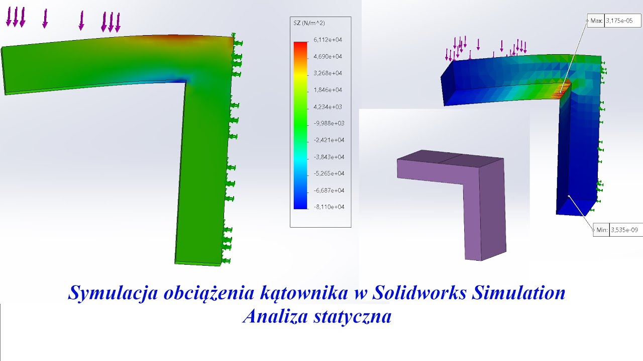 Symulacje w programie Solidworks -Kątownik - Analiza statyczna - Podstawowe ustawienia i kolejność