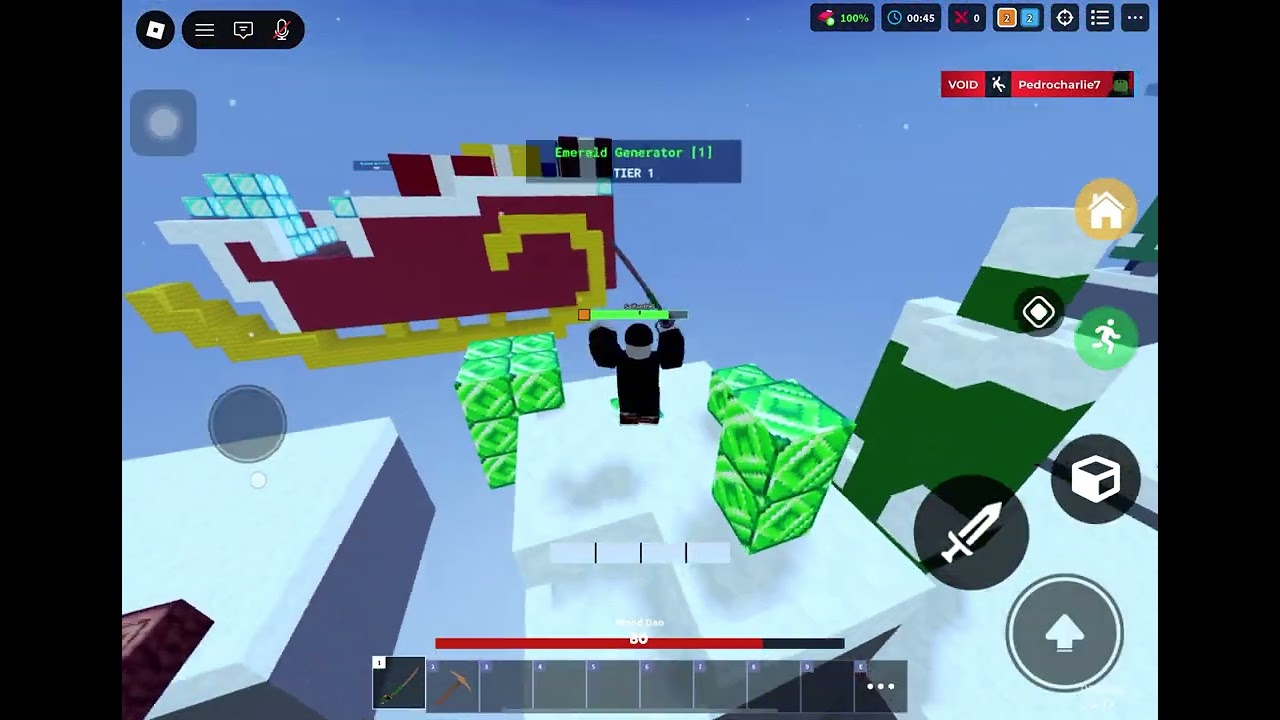 Playing duels 2v2 in (Roblox bedwars)