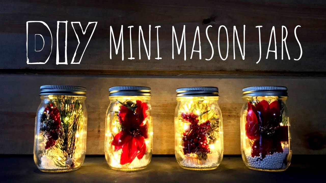 How to Make Mini Christmas Mason Jars | Fairy Lights & Farmhouse Style | DIY Christmas Décor
